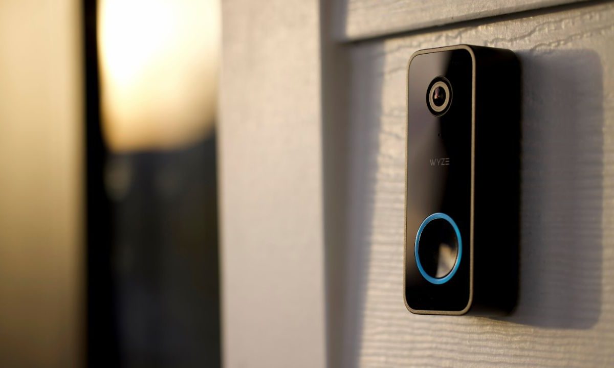 The Wyze Video Doorbell v2 installed near a front door.