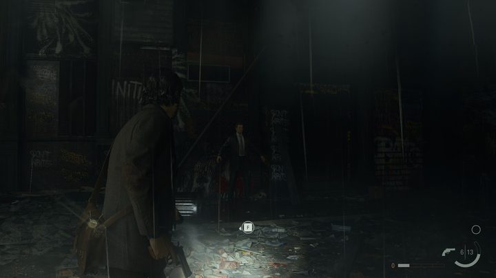 A character in their default pose in Alan Wake 2.