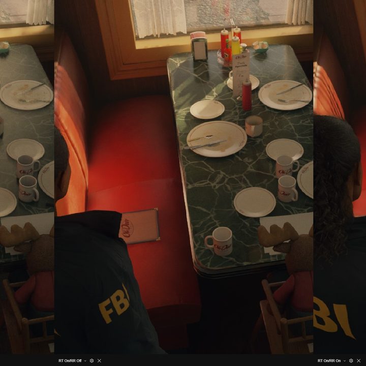 A table filled with plates in Alan Wake 2.