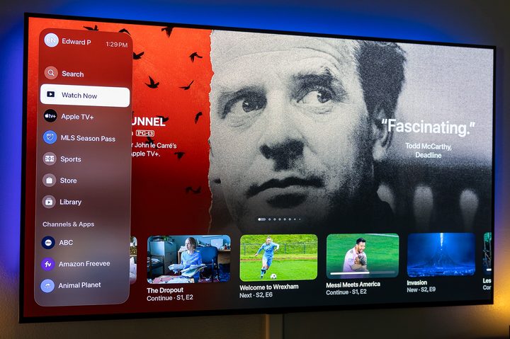The new sidebar visible in the TV app on Apple TV in the tvOS 17.2 developer beta.