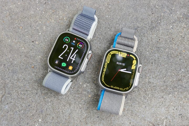 The Apple Watch Ultra 2 next to the original Apple Watch Ultra.
