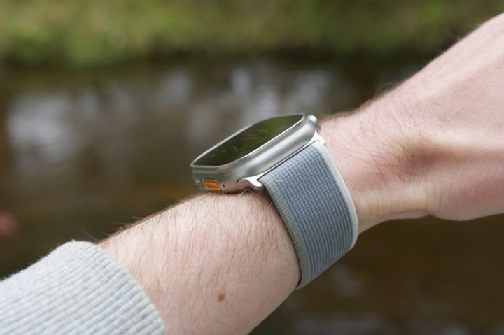 A side view of the Apple Watch Ultra 2 on someone's wrist.