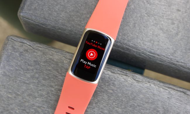 YouTube Music controls on the Fitbit Charge 6.