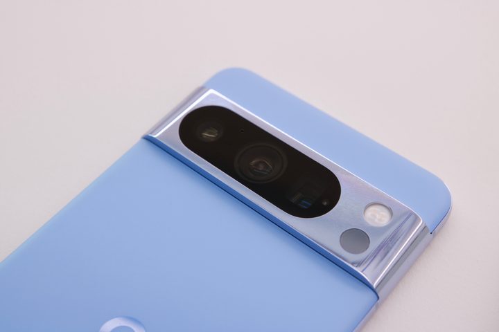 Close-up view of the camera on the Google Pixel 8 Pro.
