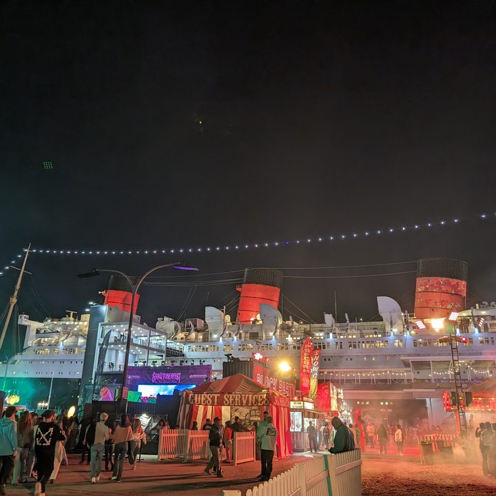 Queen Mary Shaqtoberfest taken with Google Pixel 8 Pro main camera in low light.