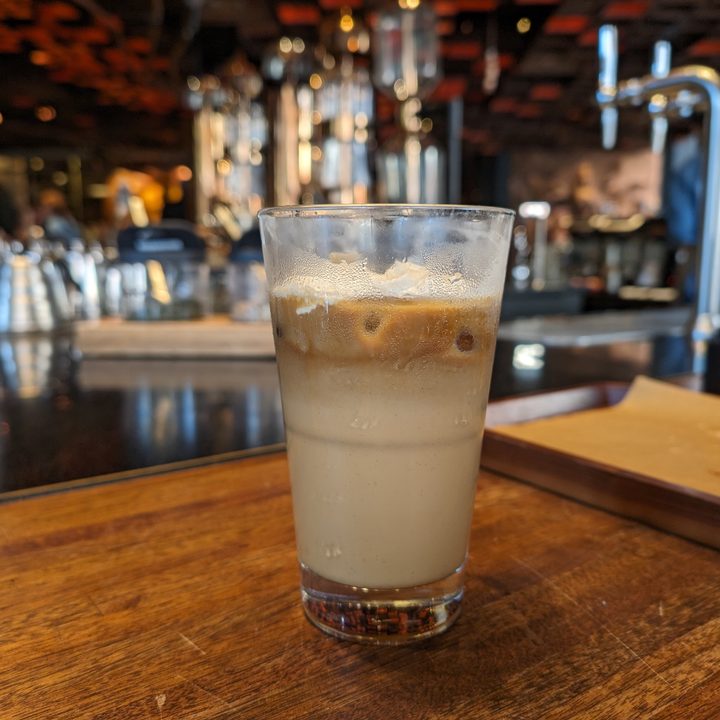 Photo of an iced coffee, taken with the Google Pixel 8 Pro.