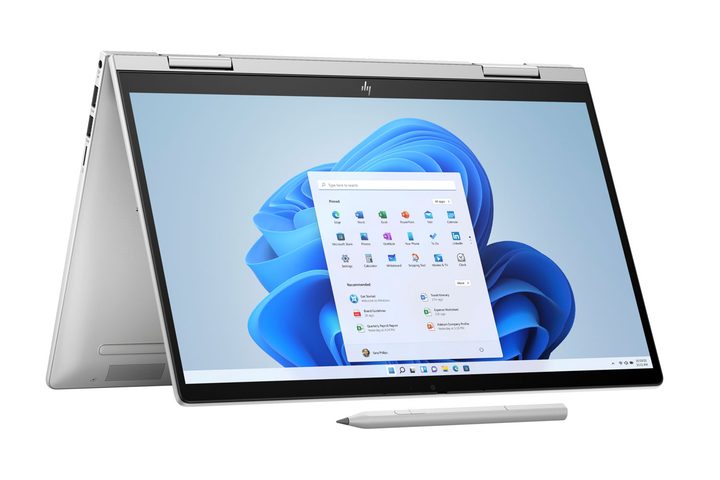 HP Envy x360 laptop with pen.