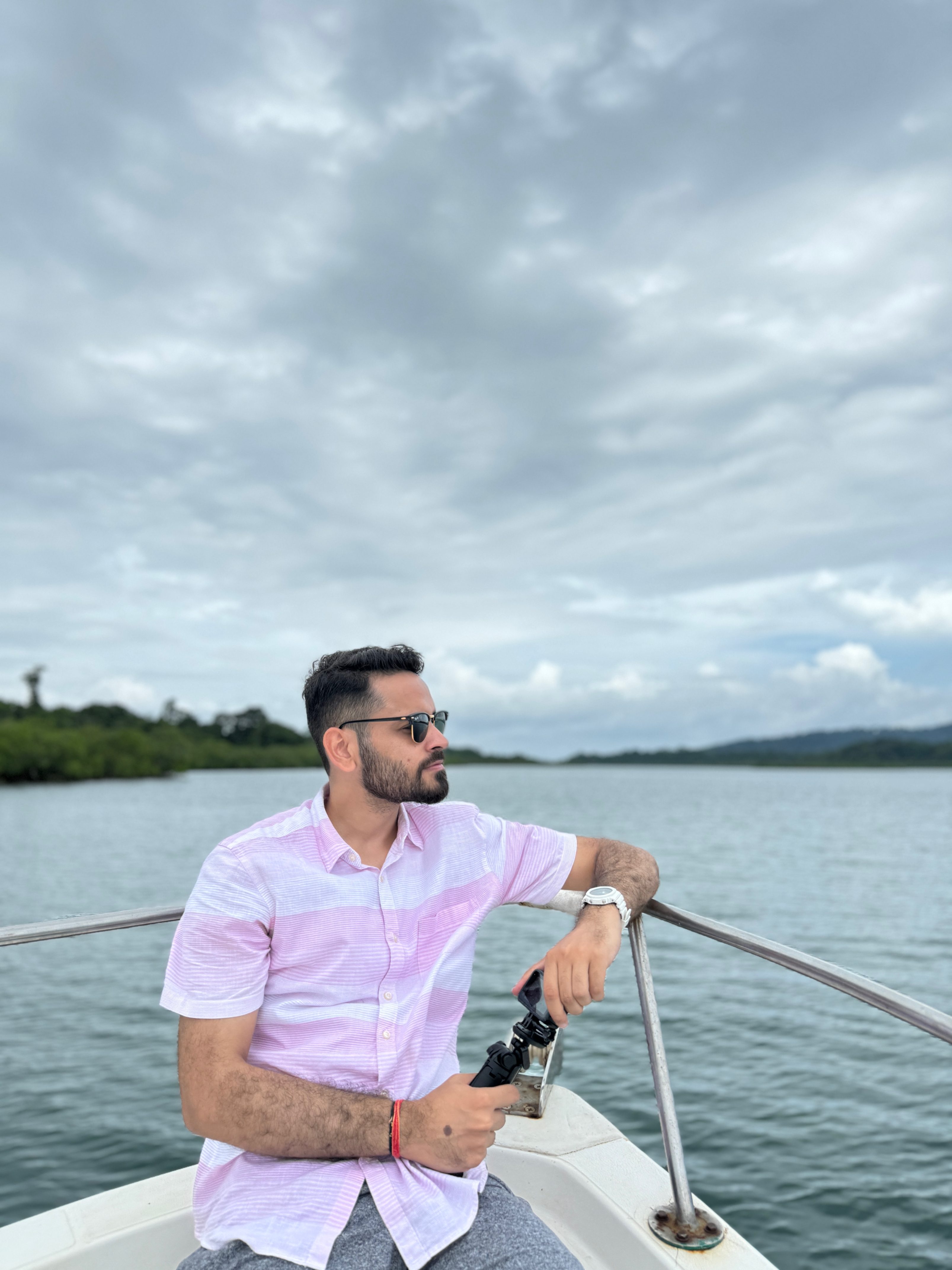 Prakhar Khanna Portrait shot on a boat clicked on the iPhone 15 Pro.