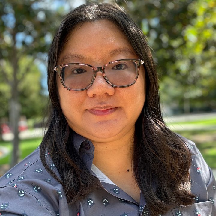 Christine portrait selfie taken with iPhone 15 Pro.