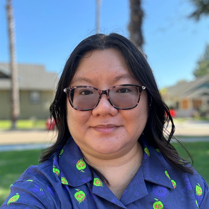 Christine portrait selfie taken with iPhone 15 Pro.