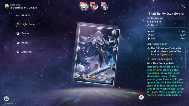 I Shall Be My Own Sword Light Cone