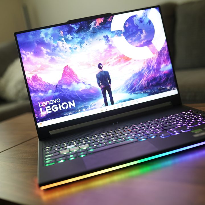 Lenovo Legion 9i front view showing RGB lighting.