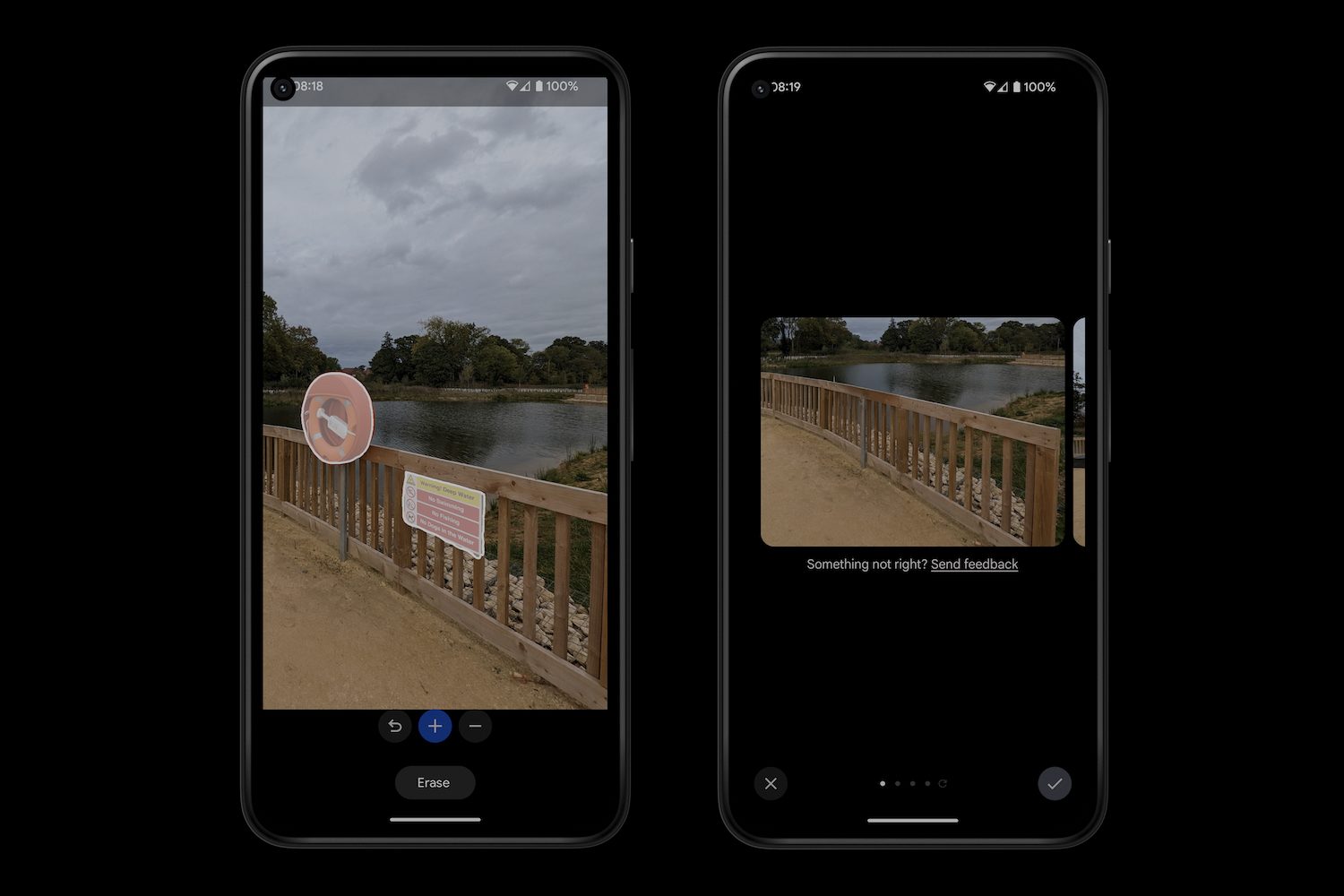 Screenshots showing before and after examples of Magic Editor.