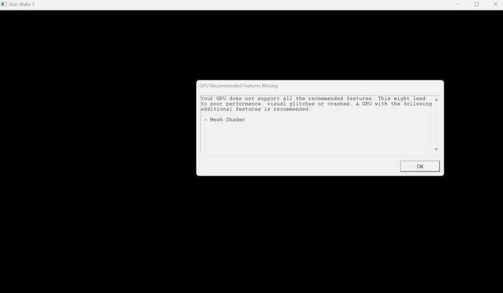 A warning about mesh shader support in Alan Wake 2.
