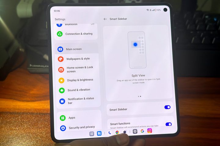 Split view settings on OnePlus Open