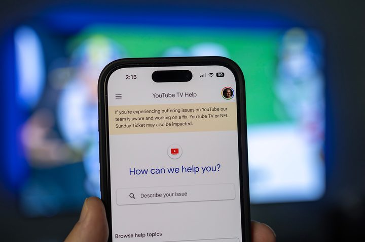 An error message for the NFL on YouTube and YouTube TV