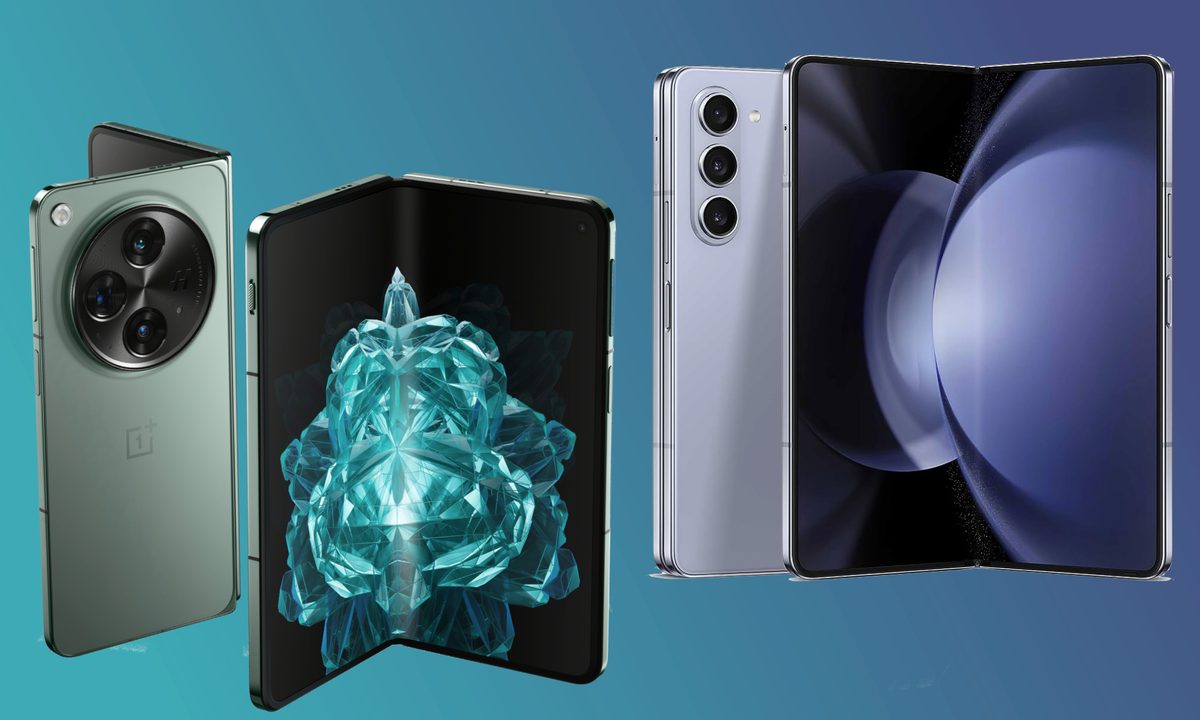 Renders of the OnePlus Open next to the Samsung Galaxy Z Fold 5.