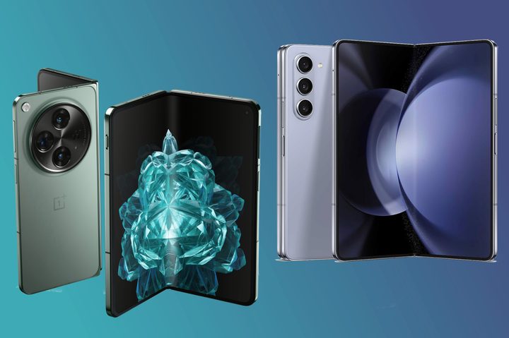 Renders of the OnePlus Open next to the Samsung Galaxy Z Fold 5.