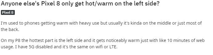 Pixel 8 series Reddit complaint 8.