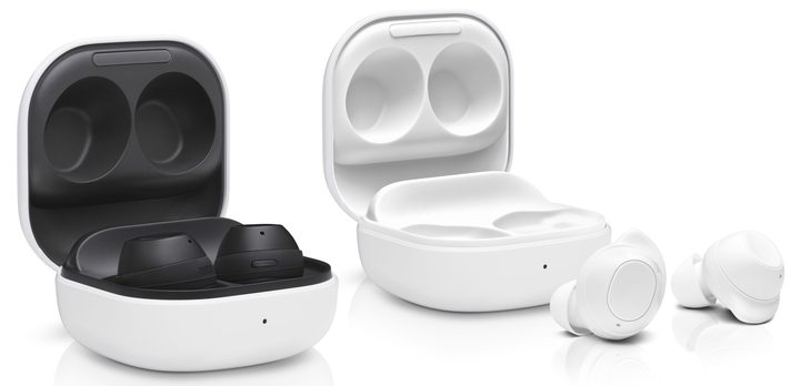 Samsung Galaxy Buds FE in graphite and white.