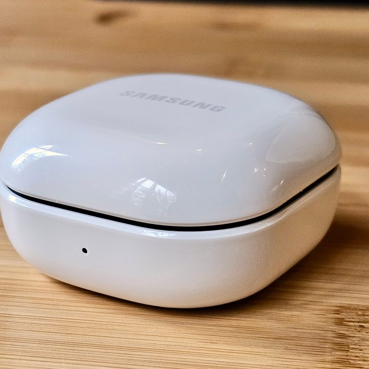 Samsung Galaxy Buds FE: charging case front view.
