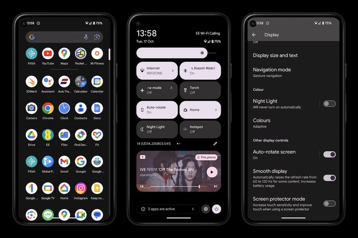 Screenshots taken from the Pixel 8's software.