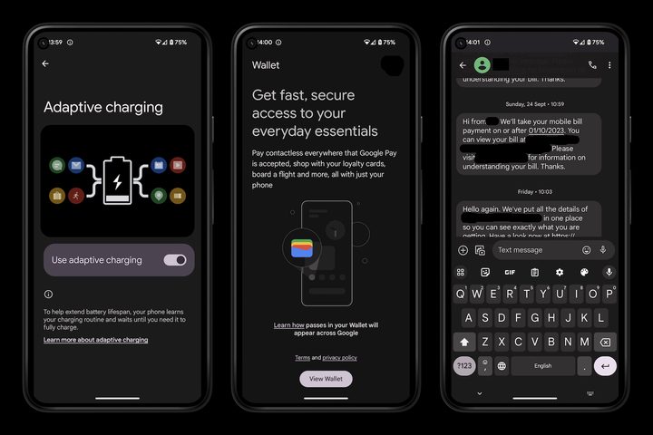 Screenshots taken from the Pixel 8's software.