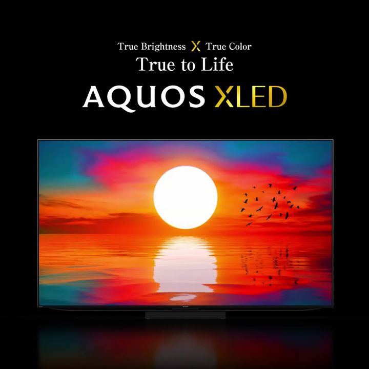 A promotional image for the Sharp Aquos XLED TV.
