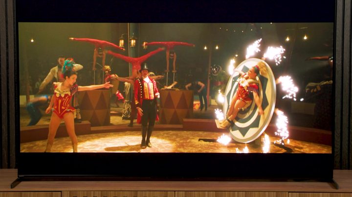 A scene from The Greatest Showman on a Sony A95L QD-OLED.