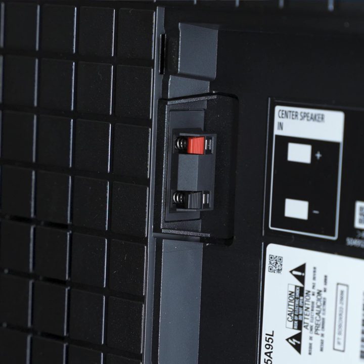 Speaker level inputs on the Sony A95L QD-OLED.