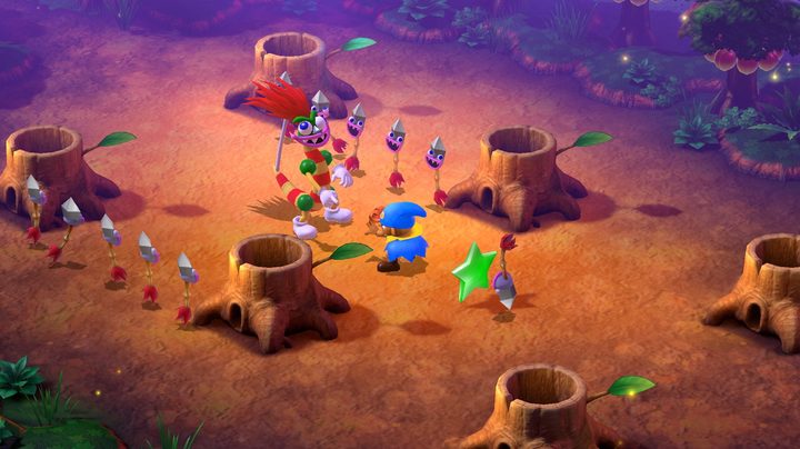Geno confronts a boss in the woods in Super Mario RPG.