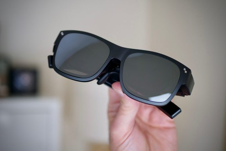 The TCL RayNeo Nxtwear S XR glasses with the sunglass attachment.