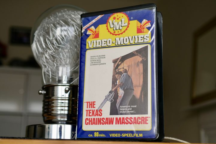 The front cover of a Texas Chainsaw Massacre VHS box.