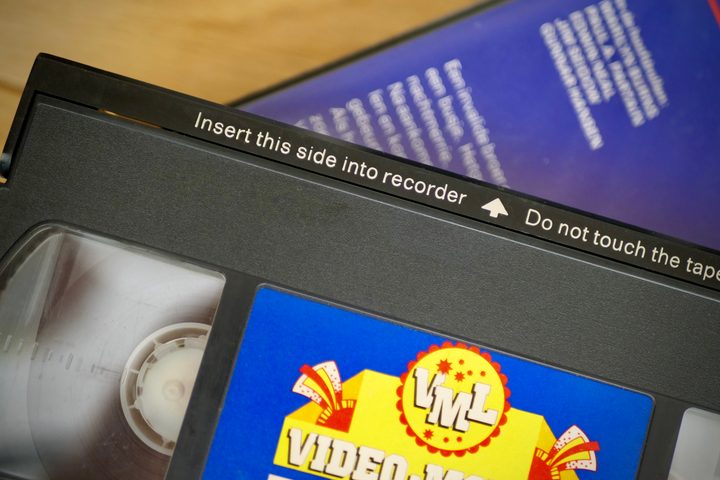 The top of a VHS cassette.