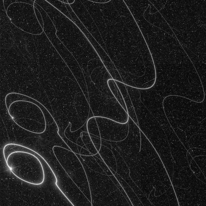 Loopy star trails show the effect of Euclid's Fine Guidance Sensor intermittently losing its guide stars,