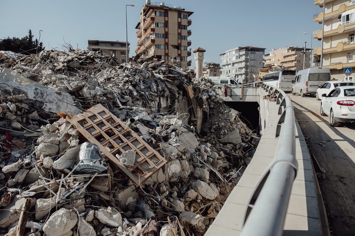 An urban area devastated by an earthquake.