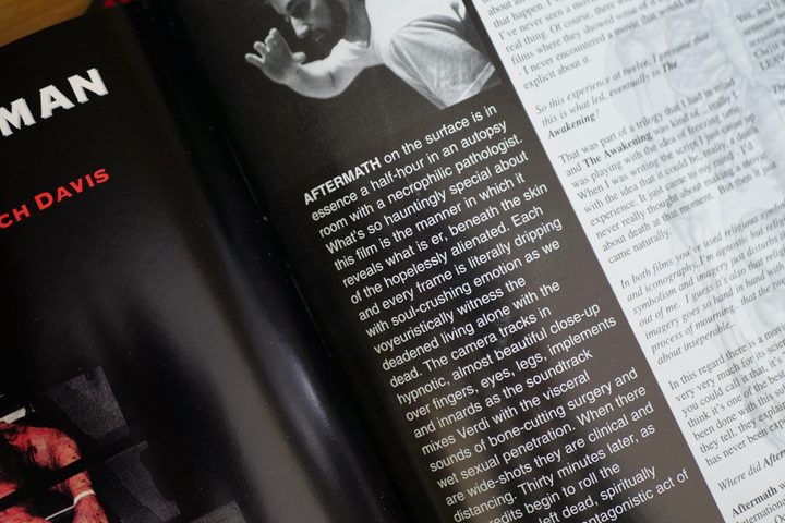 A photo of a review of the movie Aftermath, from a magazine.