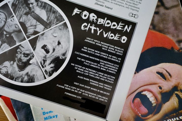 An advert for horror movies in a magazine.