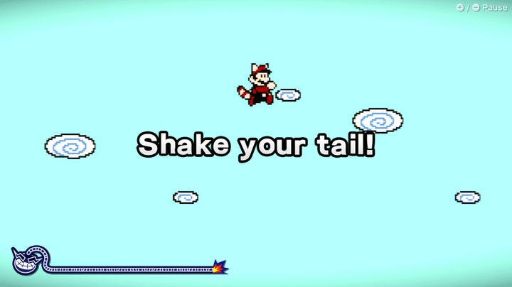 Mario flies through the air in WarioWare: Move It!