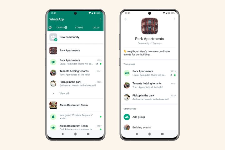 WhatsApp Communities on Androiud smartphone.