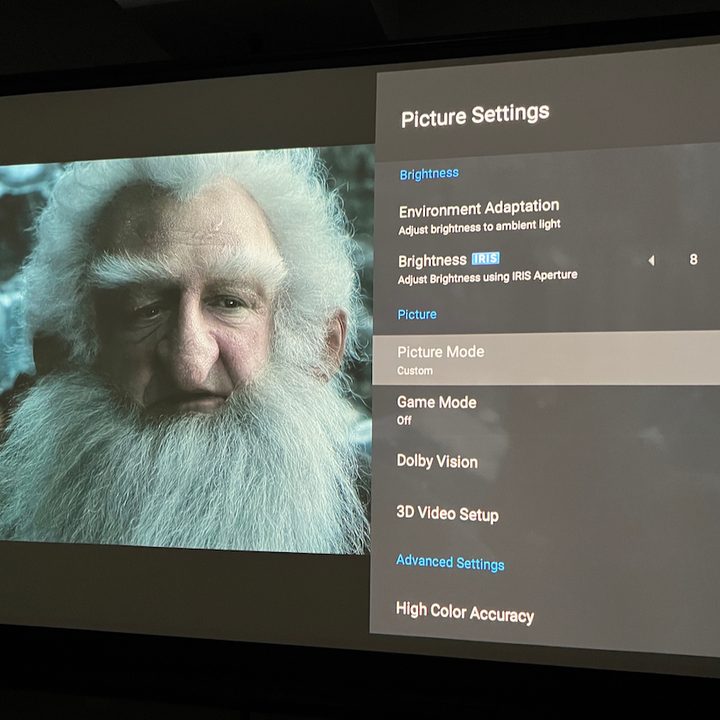 The Xgimi Horizon Ultra projecting a scene from tThe Hobbit.
