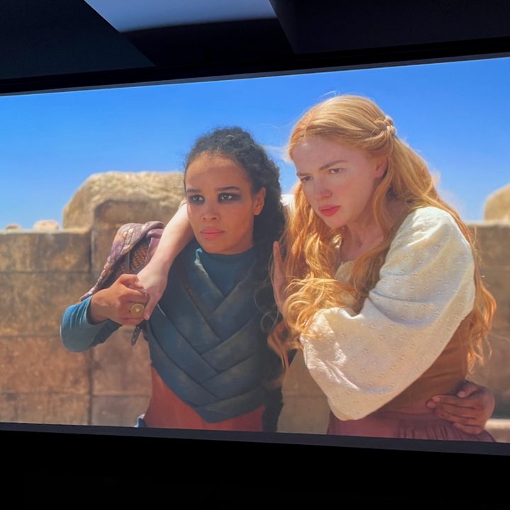 The Xgimi Horizon Ultra projecting a scene from the Wheel of Time.