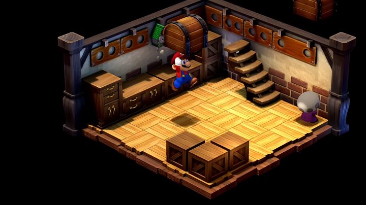 Mario hitting a hidden block.