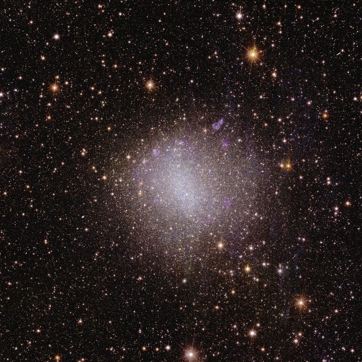 The galaxy NGC 6822 is located 1.6 million light-years from Earth. Euclid was able to capture this view of the entire galaxy and its surroundings in high resolution in about one hour, which isn’t possible with ground-based telescopes or targeted telescopes (such as NASA’s Webb) that have narrower fields of view.