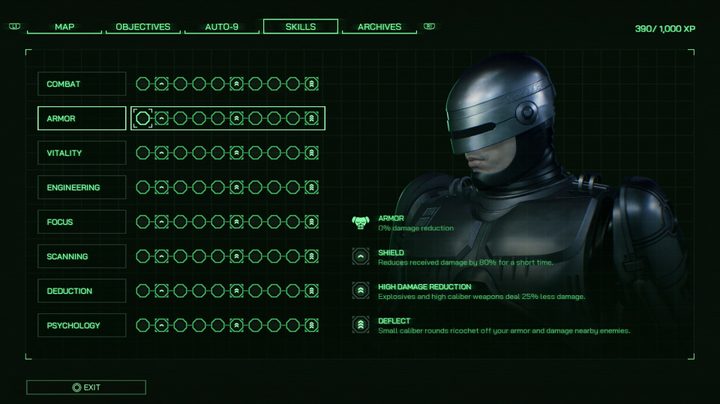 The skill tree in RoboCop: Rogue City.