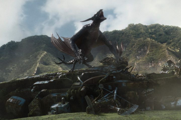 A dragon roars atop a destroyed ship in Monarch: Legacy of Monsters.