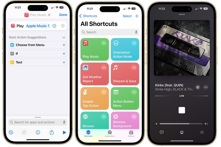 Apple One shortcut for the iPhone 15 Pro Action button.