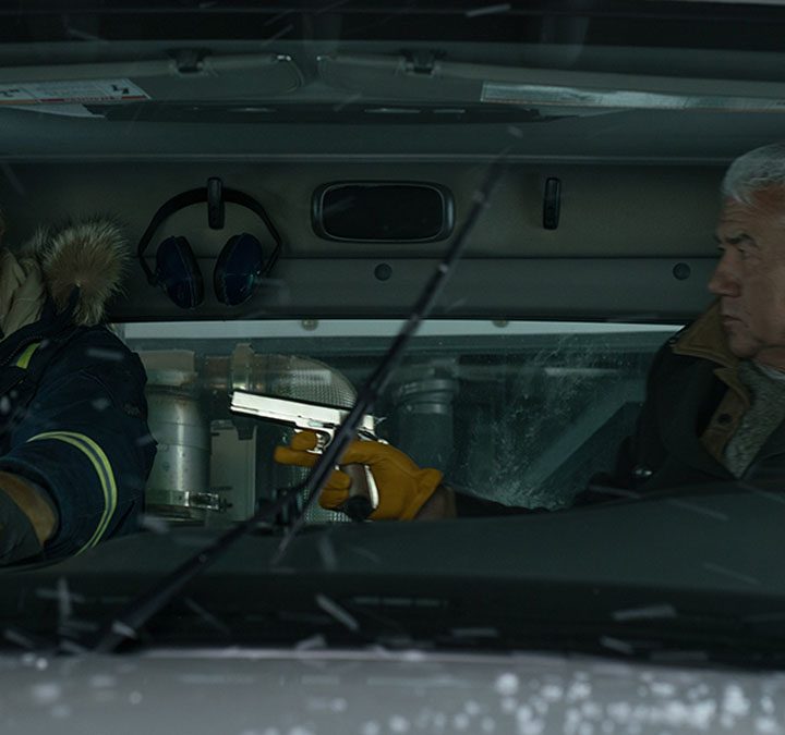 Liam Neeson and Tom Jackson in Cold Pursuit.