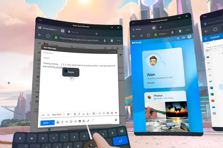 Gmail works in Meta's Quest browser and I can use the clipboard.