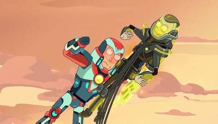 Rick and Jerry fighting in "Rick and Morty."